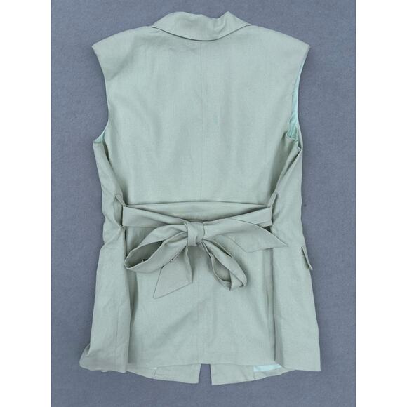 NWT Eloquii Women's Sage green longline belted vest size 14 Linen Rayon blend - Picture 3 of 8